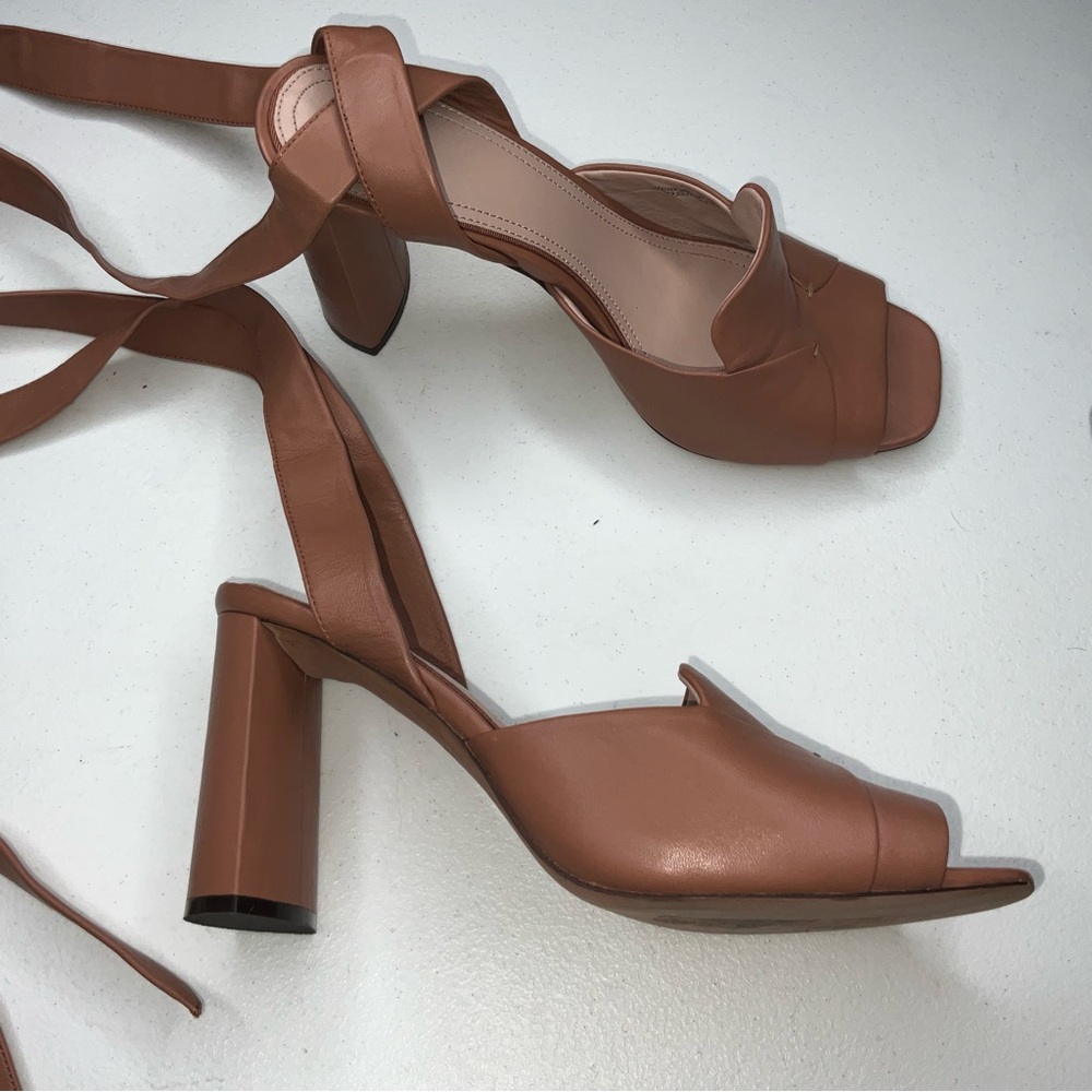 AD & daughters tan leather lace up sandal heels size 9